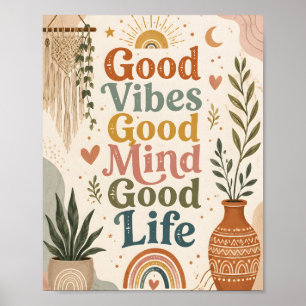 Affiche Bonne Vibration Bon Esprit Bonne Vie