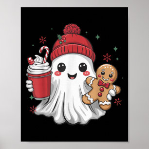Affiche Bonnet fantôme rétro Noël vacances Xmas Café G