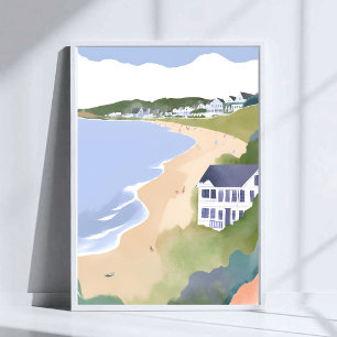 Affiche Bonnet Shores Plage de Rhode Island Aquarelle