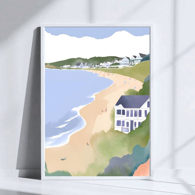 Affiche Bonnet Shores | Plage de Rhode Island Aquarelle (Créateur téléchargé)
