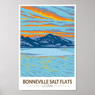 Affiche Bonneville Salt Flats Utah Travel Art Vintage