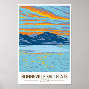 Affiche Bonneville Salt Flats Utah Voyage Art Rétro