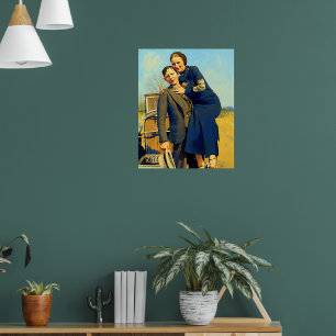 Affiche Bonnie Parker Clyde Barrow 1933 Faux Peinture