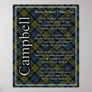 Affiche Bonnie Scotland J'Adore The Campbell Tartan