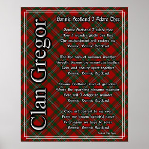 Affiche Bonnie Scotland Je Adore Le Clan Gregor Tartan