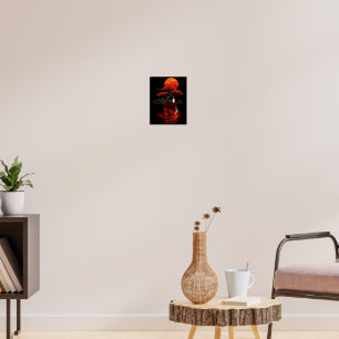 Affiche Bonsaï Coucher de Soleil Cramoisi – Paysage Zen Ja
