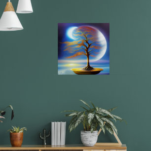 Affiche bonsaï paysage lunaire