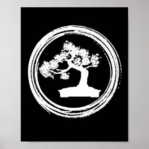 Affiche Bonsai Tree Enso Circle Vintage Zen Calligraphie