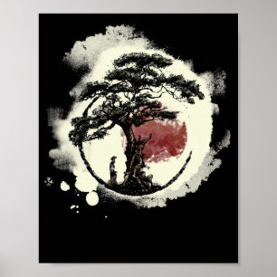 Affiche Bonsai Tree japonais Zen Yin Yang Cercle bouddhist