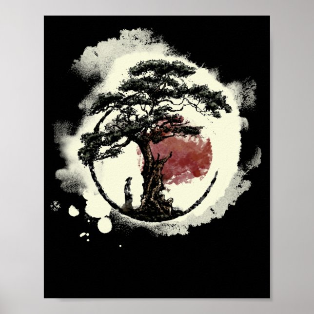 Affiche Bonsai Tree japonais Zen Yin Yang Cercle bouddhist (Devant)