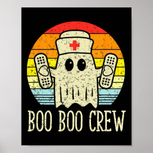 Affiche Boo Boo Crew Ghost Nurse Retro Halloween Nurse R