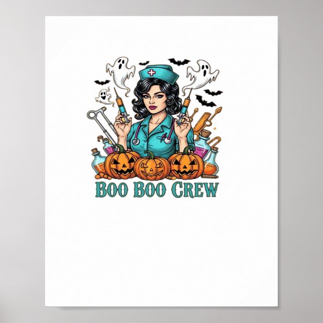 Affiche Boo Boo Crew Infirmière d'Halloween avec seringues (Devant)