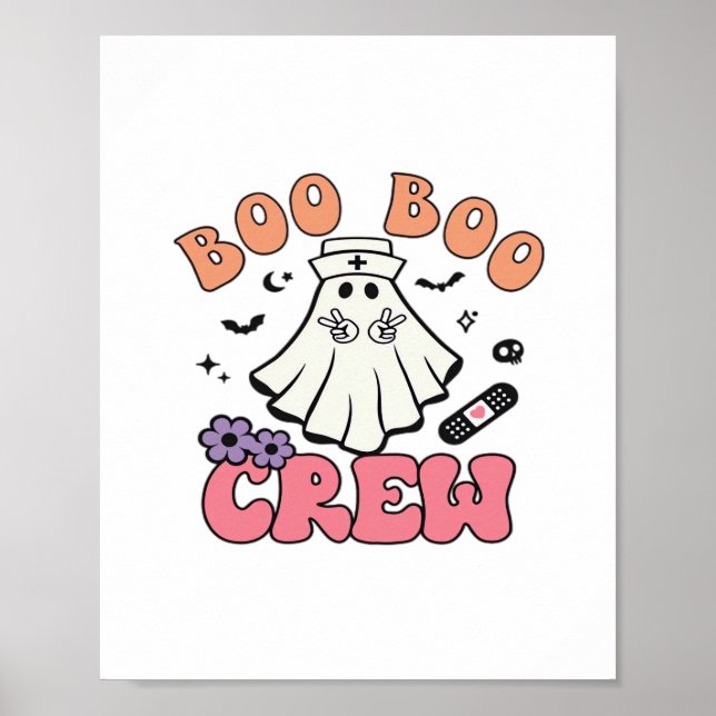 Affiche Boo Boo Crew Nurse Halloween Ghost Funny Classic T (Devant)