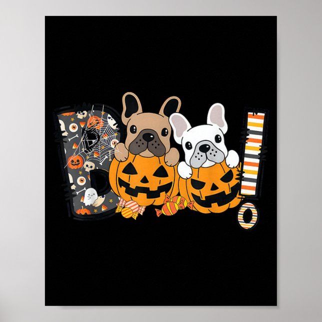 Affiche Boo Bouledogue Français Citrouille Chien Chiot (Devant)
