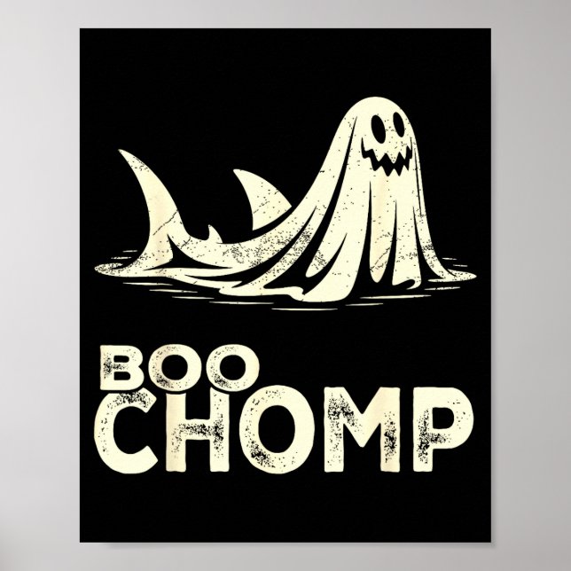 Affiche Boo chomp – drôle requin fantôme halloween rétro  (Devant)