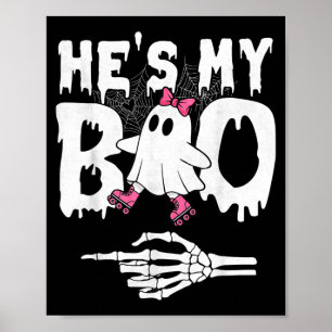 Affiche Boo couple fantôme Halloween patin à roulettes