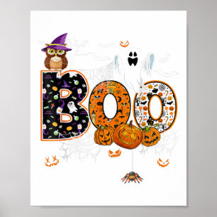 Affiche Boo Déplaisant Owl Citrouille Ghost Halloween Homm