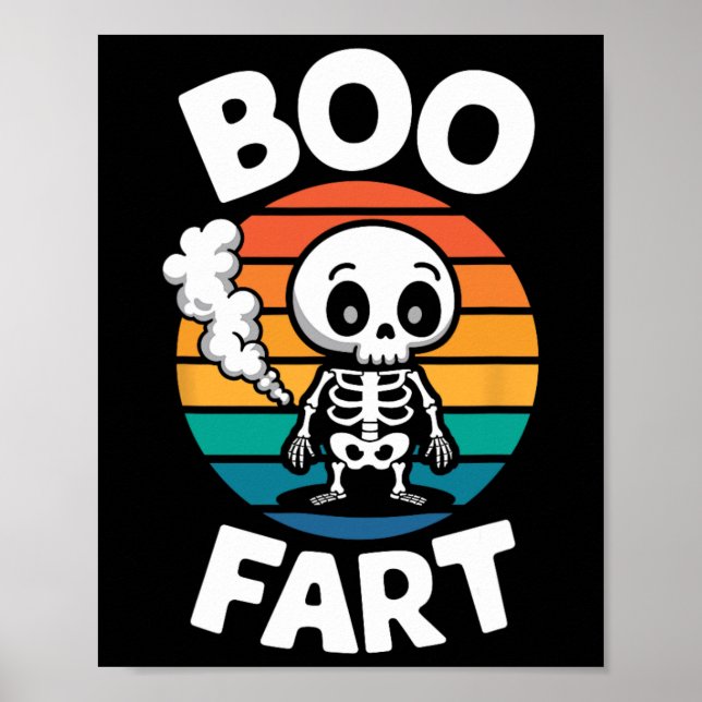 Affiche Boo Fart Drôle Farny Skeleton Pour Halloween (Devant)