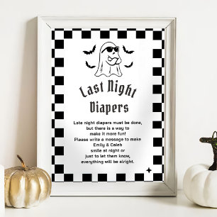 Affiche Boo Funny "Late Night Diapers" Jeu de Baby shower