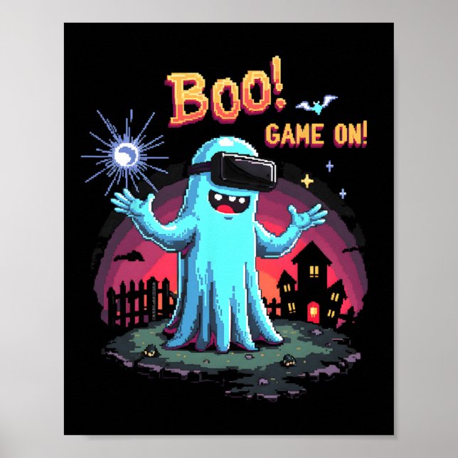 Affiche Boo ! Game On! Éffrayant Gamer Ghost avec contrôle (Devant)