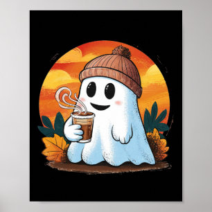 Affiche Boo Ghost Boire Café Halloween Costumes Femme