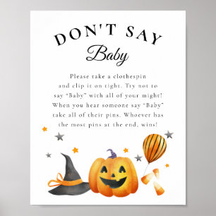 Affiche Boo Halloween Baby shower Ne pas dire Baby Game