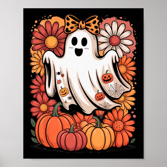Affiche Boo Halloween mignon Fille Fille Coquette Bow Auto (Devant)