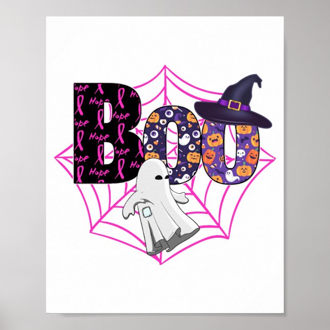 Affiche Boo Halloween October Pink (Devant)