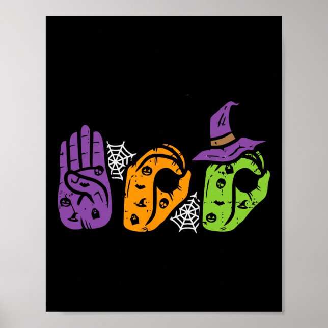 Affiche Boo Hands American Sign Language Pride Asl Hallowe (Devant)