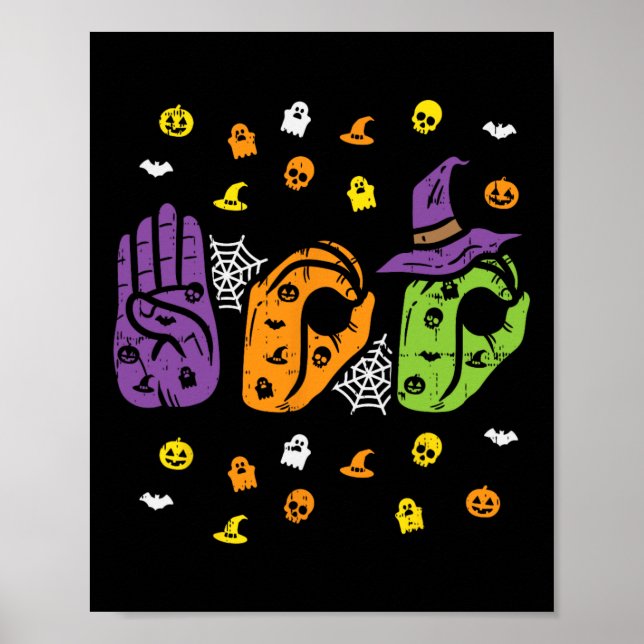 Affiche Boo Hands American Sign Language Pride Asl Hallowe (Devant)