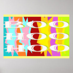 Affiche Boo Hoo design couleurs flash texte blanc