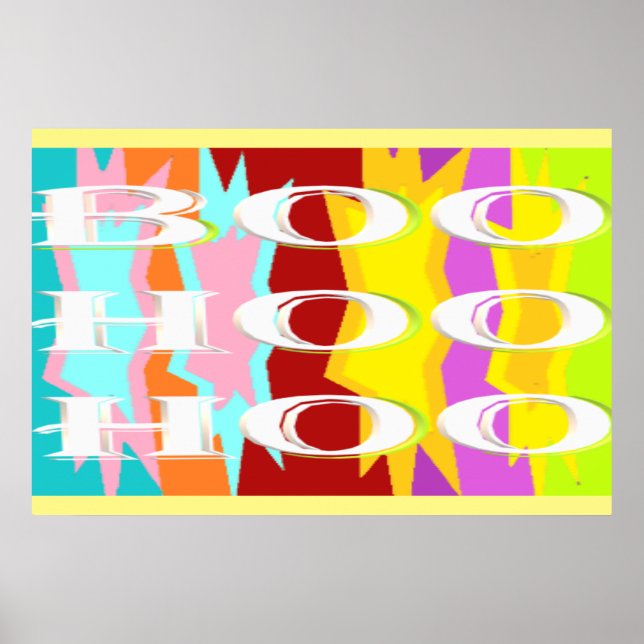 Affiche Boo Hoo design couleurs flash texte blanc (Devant)