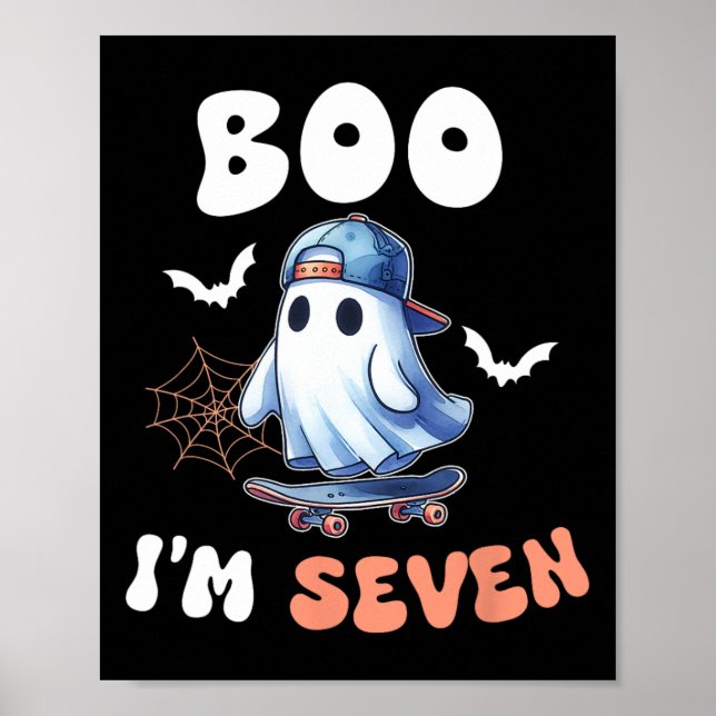 Affiche Boo I'm Seven Ghost Skateboard 7th Birthday Hallow (Devant)