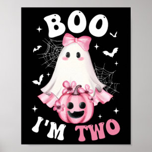 Affiche Boo Je suis deux 2e anniversaire fille rose Bow Ci