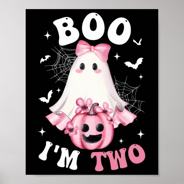 Affiche Boo Je suis deux 2e anniversaire fille rose Bow Ci (Devant)