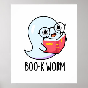 Affiche Boo-k Worm Funny Halloween Bookworm Ghost Pun