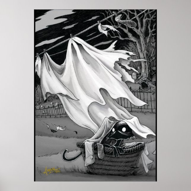 Affiche Boo Kitty aide avec l'affiche de blanchisserie (Devant)