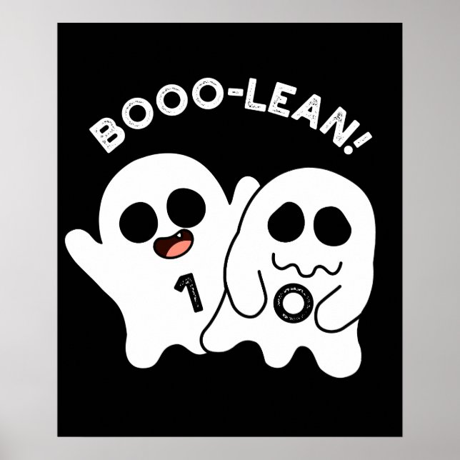 Affiche Boo-lean Funny Computer Ghost Boolean Pun Dark BG (Devant)