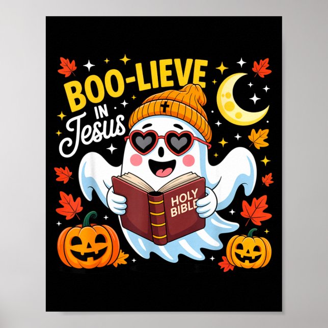 Affiche Boo-lieve In Jesus Ghost Christian Halloween Funny (Devant)