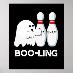 Affiche Boo-ling Drôle Halloween Bowling Ghost Pun Dark BG