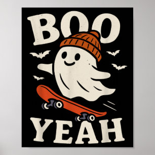 Affiche Boo Ouais Drôle Fantôme Dans Beanie Skateboard Hal