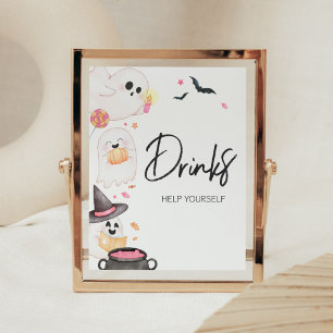 Affiche Boo rose Petit Boo Baby shower Halloween Boissons