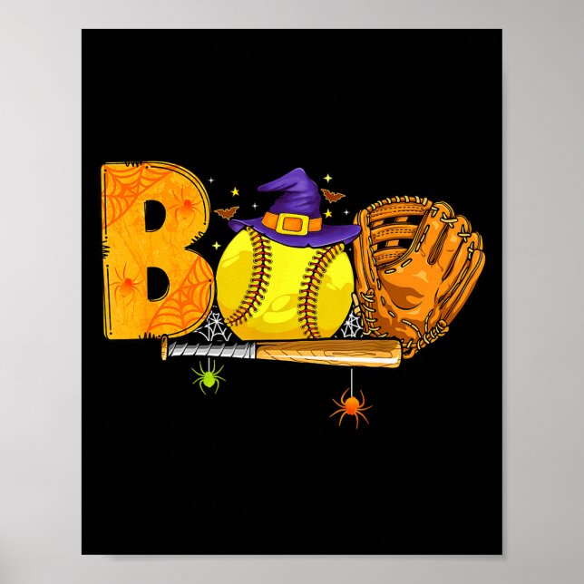 Affiche Boo Softball Player Catcher Tcher Funny Halloween  (Devant)