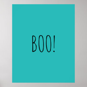 Affiche Boo turquoise typographie éffrayante minimaliste H