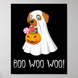 Affiche Boo Woo Woo Fun Joli Halloween Chien Fantôme Femme