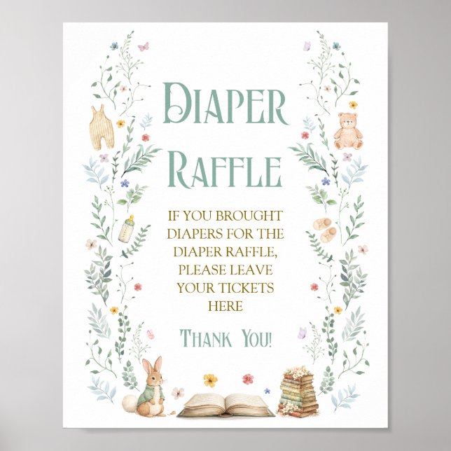 Affiche Book Baby Shower Diaper Raffle  (Devant)