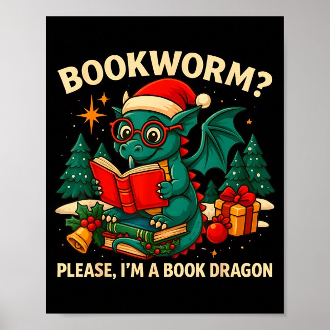 Affiche Book Dragon Christmas Reading Gift For Fantasy Lov (Devant)