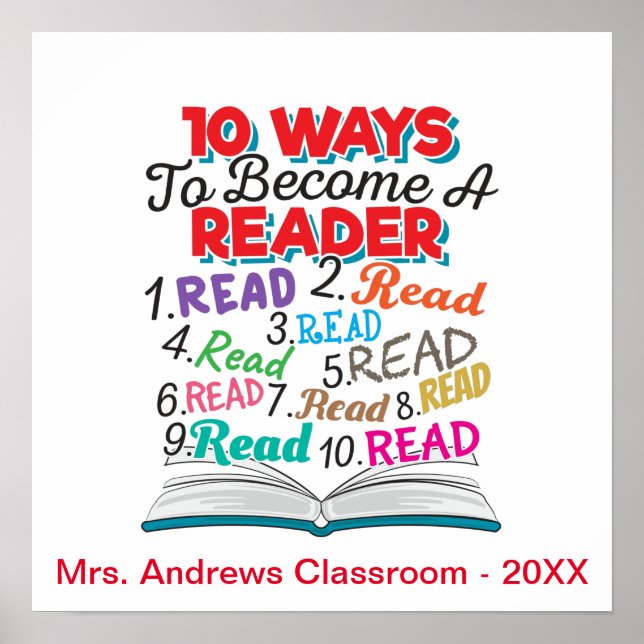 Affiche Book Lover 10 Ways to Become a Reader (Devant)