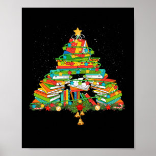 Affiche Book Lover Christmas Tree Bookworm Librarian