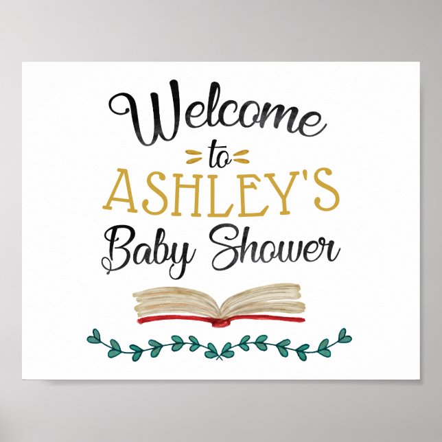 Affiche Books and Brunch Baby Shower Welcome Sign (Devant)